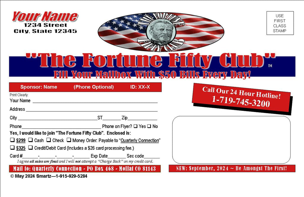 FORTUNE FIFTY CLUB JUMBO POSTCARD