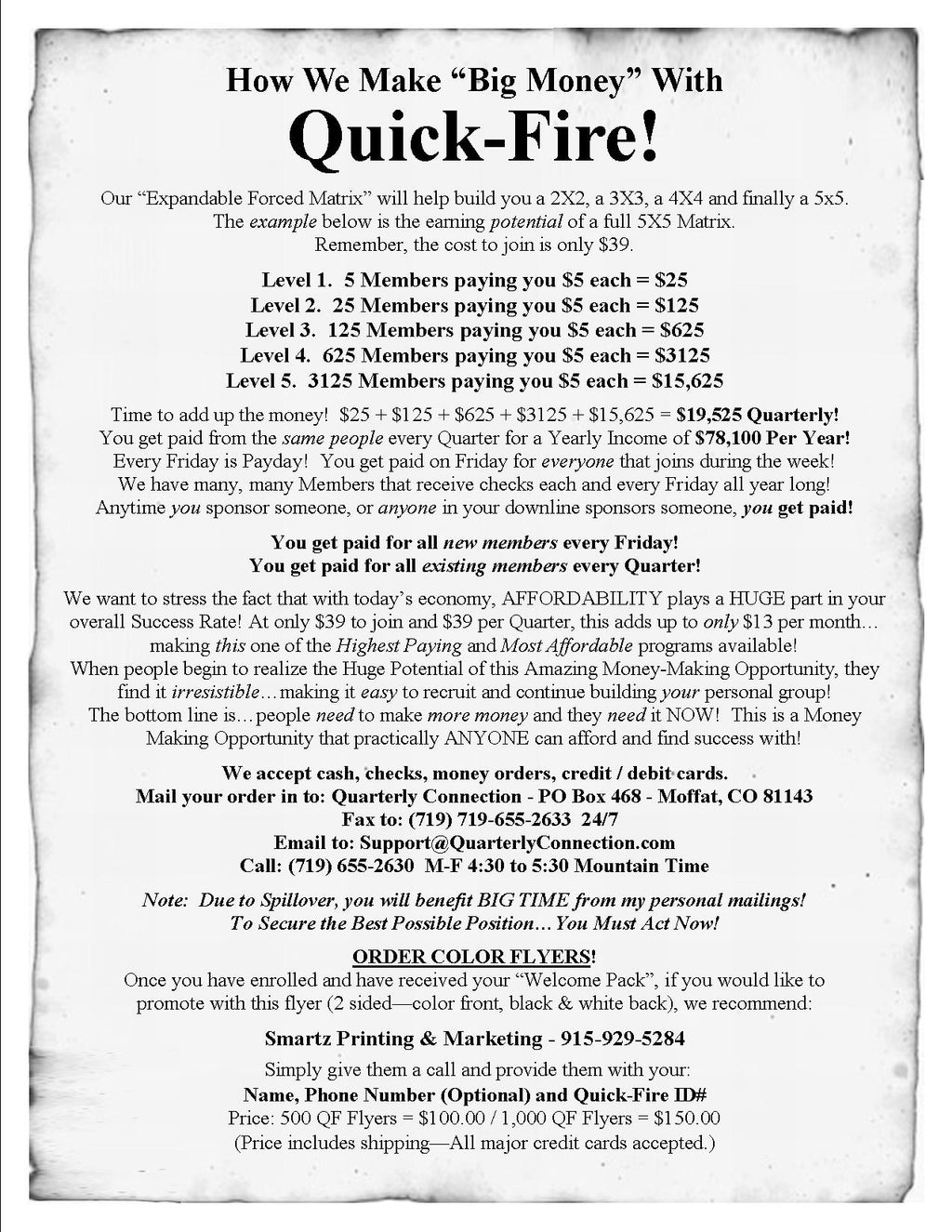 QUICK FIRE FLYERS