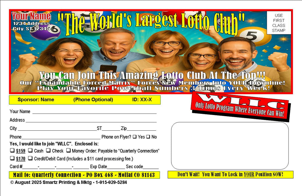 WORLD'S LARGEST LOTTO CLUB JUMBO POSTCARD